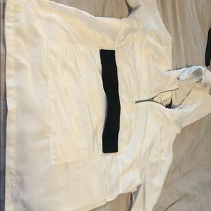 Men’s short sleeve with hood quarter zip shirt.